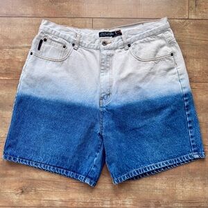 Vintage 90’s Crest Jeans High Rise Blue Ombré Dipped Denim Shorts Size 15/16
